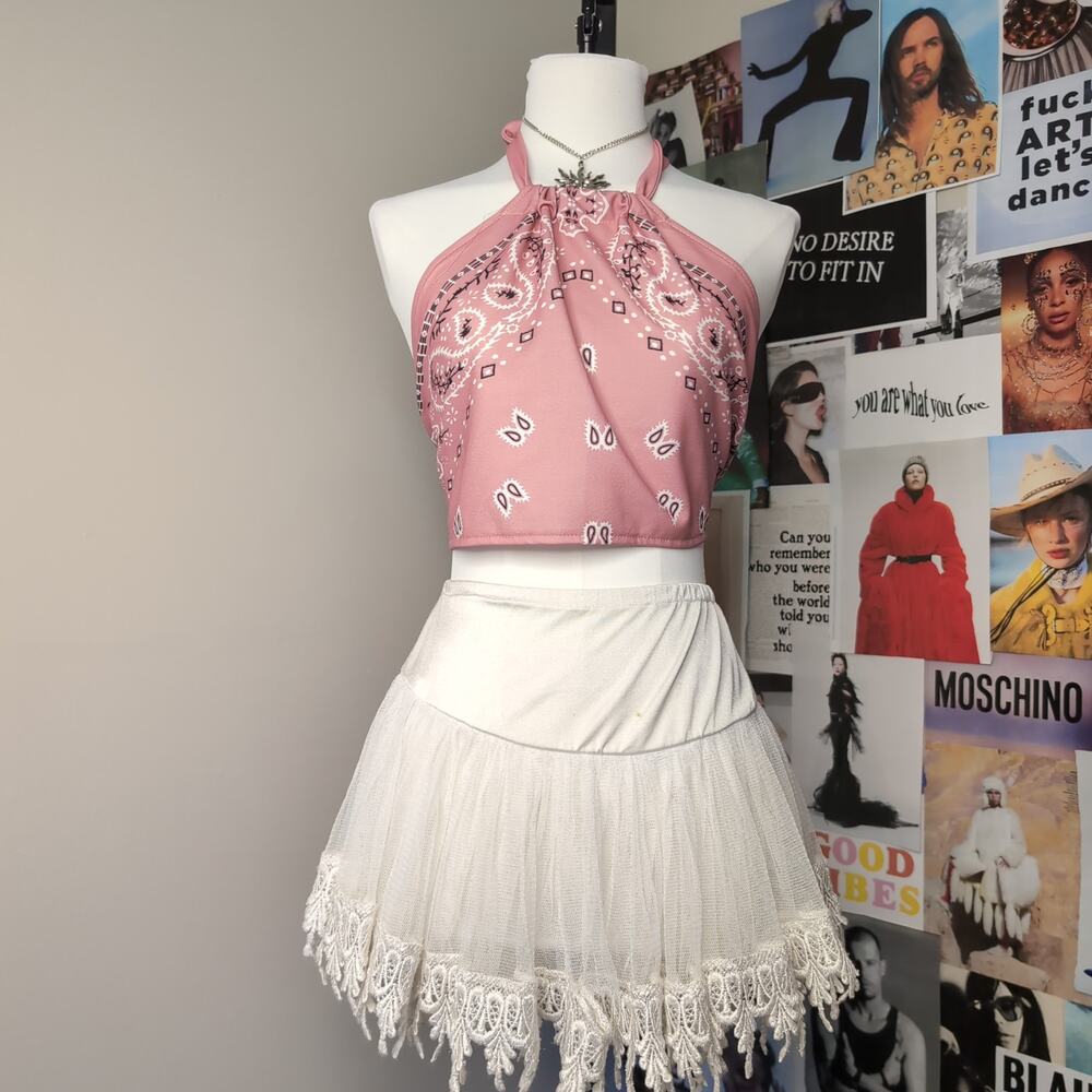 Pink Bandana Print Halter Top